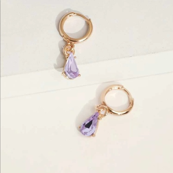🍓Lavender Geometric Drop Earrings - Picture 3 of 3